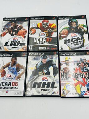 Lot of 6 PlayStation 2 Sports Games NFL NHL NCAA NBA Football Basketball Hockey
